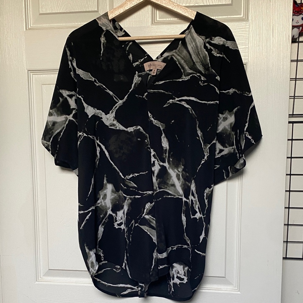 Black and Gray Marbled Blouse